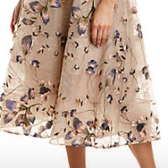 Teri Jon Midi Tulle Dress (Gold) - Picture 5 of 5